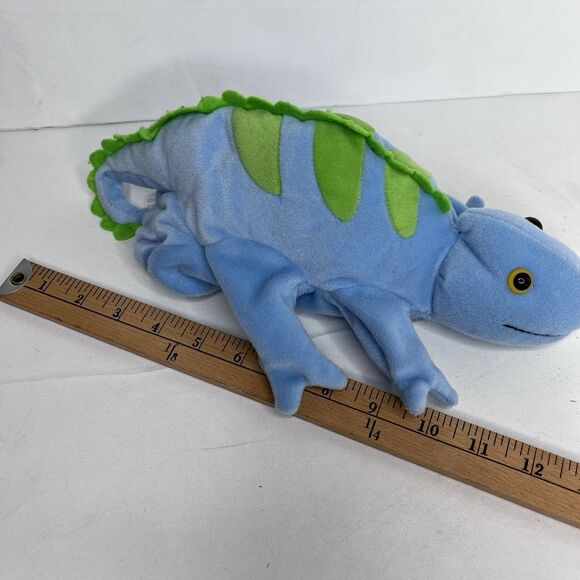 LOT Of 2 Caltoy Blue Orange Plush Pretend Play Iguana Lizard Hand Puppet - Picture 9 of 10